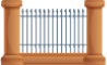 A graphic of a steel fence attached to pillars