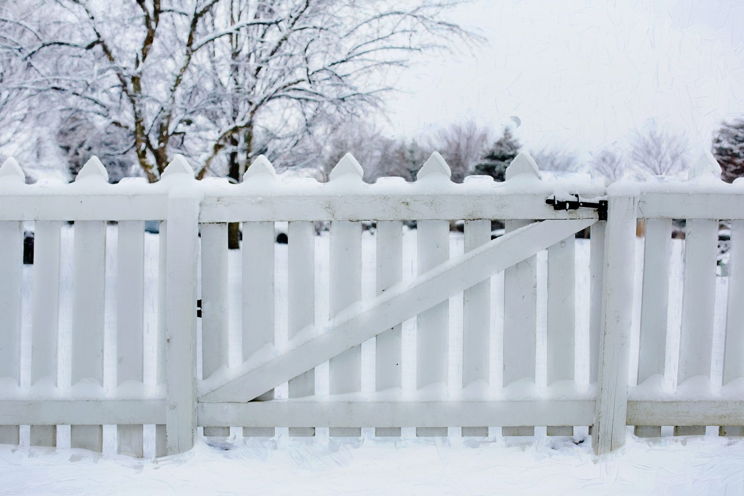 wooden fence during winter